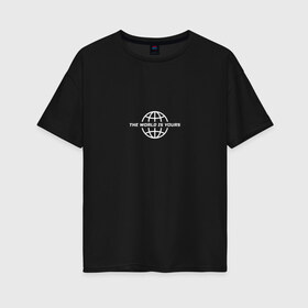 Женская футболка хлопок Oversize с принтом Мир принадлежит тебе! в Екатеринбурге, 100% хлопок | свободный крой, круглый ворот, спущенный рукав, длина до линии бедер
 | глобус | линии | мир | мотивация | надпись | настроение | планета