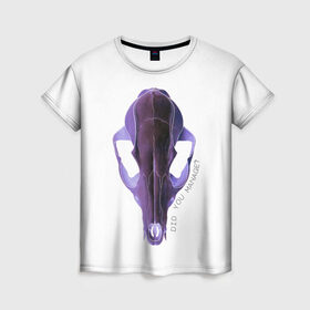 Женская футболка 3D с принтом The Skull в Екатеринбурге, 100% полиэфир ( синтетическое хлопкоподобное полотно) | прямой крой, круглый вырез горловины, длина до линии бедер | альтернатива | андеграунд | гот | готика | готический стиль | готы | фиолетовый череп | череп | череп животного
