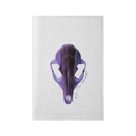 Обложка для паспорта матовая кожа с принтом The Skull в Екатеринбурге, натуральная матовая кожа | размер 19,3 х 13,7 см; прозрачные пластиковые крепления | Тематика изображения на принте: альтернатива | андеграунд | гот | готика | готический стиль | готы | фиолетовый череп | череп | череп животного