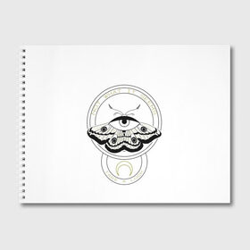 Альбом для рисования с принтом The Moth в Екатеринбурге, 100% бумага
 | матовая бумага, плотность 200 мг. | Тематика изображения на принте: альтернатива | андеграунд | арт | бабочка | бражник | глаз | глаза | гот | готика | готический стиль | готы | крылья | луна | мотылек | черно белый арт