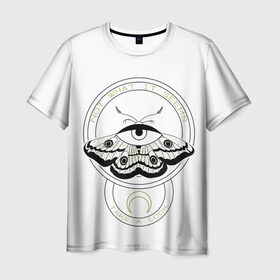 Мужская футболка 3D с принтом The Moth в Екатеринбурге, 100% полиэфир | прямой крой, круглый вырез горловины, длина до линии бедер | альтернатива | андеграунд | арт | бабочка | бражник | глаз | глаза | гот | готика | готический стиль | готы | крылья | луна | мотылек | черно белый арт