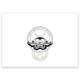 Поздравительная открытка с принтом The Moth в Екатеринбурге, 100% бумага | плотность бумаги 280 г/м2, матовая, на обратной стороне линовка и место для марки
 | альтернатива | андеграунд | арт | бабочка | бражник | глаз | глаза | гот | готика | готический стиль | готы | крылья | луна | мотылек | черно белый арт