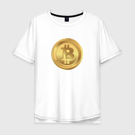Мужская футболка хлопок Oversize с принтом BTC в Екатеринбурге, 100% хлопок | свободный крой, круглый ворот, “спинка” длиннее передней части | bitcoin | btc | биткоин | валюта | деньги | криптовалюта