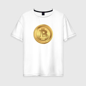 Женская футболка хлопок Oversize с принтом BTC в Екатеринбурге, 100% хлопок | свободный крой, круглый ворот, спущенный рукав, длина до линии бедер
 | bitcoin | btc | биткоин | валюта | деньги | криптовалюта