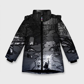 Зимняя куртка для девочек 3D с принтом Lovecraft Лавкрафт в Екатеринбурге, ткань верха — 100% полиэстер; подклад — 100% полиэстер, утеплитель — 100% полиэстер. | длина ниже бедра, удлиненная спинка, воротник стойка и отстегивающийся капюшон. Есть боковые карманы с листочкой на кнопках, утяжки по низу изделия и внутренний карман на молнии. 

Предусмотрены светоотражающий принт на спинке, радужный светоотражающий элемент на пуллере молнии и на резинке для утяжки. | lovecraft | говард филлипс лавкрафт | ктулху | лавкрафт | филлипс лавкрафт