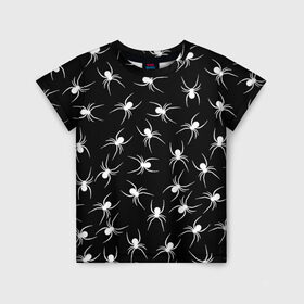 Детская футболка 3D с принтом Пауки в Екатеринбурге, 100% гипоаллергенный полиэфир | прямой крой, круглый вырез горловины, длина до линии бедер, чуть спущенное плечо, ткань немного тянется | животное | минимализм | насекомое | паук | фауна