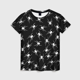 Женская футболка 3D с принтом Пауки в Екатеринбурге, 100% полиэфир ( синтетическое хлопкоподобное полотно) | прямой крой, круглый вырез горловины, длина до линии бедер | животное | минимализм | насекомое | паук | фауна