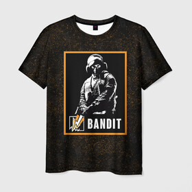 Мужская футболка 3D с принтом Bandit в Екатеринбурге, 100% полиэфир | прямой крой, круглый вырез горловины, длина до линии бедер | Тематика изображения на принте: bandit | r6s | rainbow six siege | бандит | оперативник | персонаж