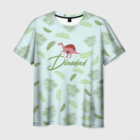 Мужская футболка 3D с принтом Dinodad в Екатеринбурге, 100% полиэфир | прямой крой, круглый вырез горловины, длина до линии бедер | dino | dinosaur | family | family look | детские | для всей семьи | семейные | семья | фэмили лук