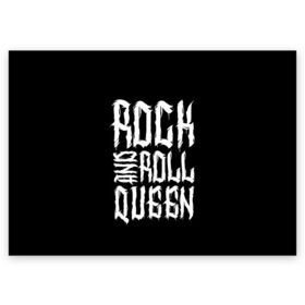 Поздравительная открытка с принтом Rock and Roll Queen в Екатеринбурге, 100% бумага | плотность бумаги 280 г/м2, матовая, на обратной стороне линовка и место для марки
 | family | family look | queen | rock | rock and roll | детские | для всей семьи | семейные | семья | фэмили лук