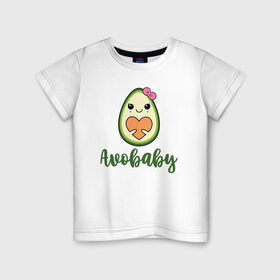 Детская футболка хлопок с принтом Avobaby в Екатеринбурге, 100% хлопок | круглый вырез горловины, полуприлегающий силуэт, длина до линии бедер | avocado | family | family look | авокадо | детские | для всей семьи | семейные | семья | фэмили лук