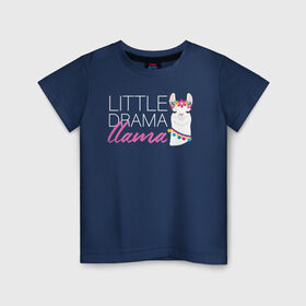 Детская футболка хлопок с принтом Little drama llama в Екатеринбурге, 100% хлопок | круглый вырез горловины, полуприлегающий силуэт, длина до линии бедер | drama llama | family | family look | llama | детские | для всей семьи | лама | семейные | семья | фэмили лук