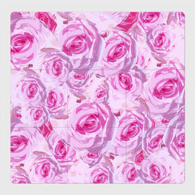 Магнитный плакат 3Х3 с принтом Roses в Екатеринбурге, Полимерный материал с магнитным слоем | 9 деталей размером 9*9 см | дизайн с розами | женственность | нежность | роза | розовый принт | розовый фон | розы | цветы