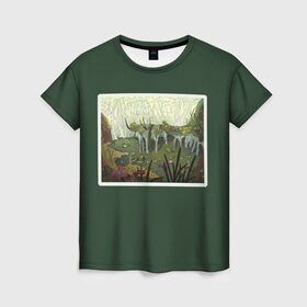Женская футболка 3D с принтом Солнечное болото в Екатеринбурге, 100% полиэфир ( синтетическое хлопкоподобное полотно) | прямой крой, круглый вырез горловины, длина до линии бедер | болото | деревья | опасность | растения | цветы
