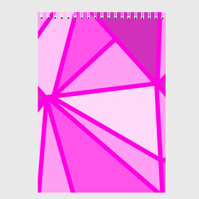 Скетчбук с принтом Осколки розового стекла в Екатеринбурге, 100% бумага
 | 48 листов, плотность листов — 100 г/м2, плотность картонной обложки — 250 г/м2. Листы скреплены сверху удобной пружинной спиралью | Тематика изображения на принте: 2021 | геометрия | зеркало | лето | осколок | розовый | треугольники