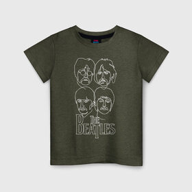 Детская футболка хлопок с принтом The Beatles (одной линией) в Екатеринбурге, 100% хлопок | круглый вырез горловины, полуприлегающий силуэт, длина до линии бедер | let it be | the beatles | битлз | битломан | битлы | всемирный день | группа | джон | джордж | известный | леннон | логотип | маккартни | музыка | музыкант | пол | популярный | портрет | ринго | рок группа | старр
