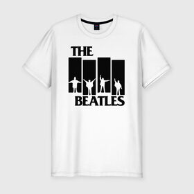 Мужская футболка хлопок Slim с принтом The Beatles в Екатеринбурге, 92% хлопок, 8% лайкра | приталенный силуэт, круглый вырез ворота, длина до линии бедра, короткий рукав | великобритания | джон леннон | классика | легенды | музыка | пол маккартни | рок | рок группа