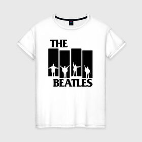 Женская футболка хлопок с принтом The Beatles в Екатеринбурге, 100% хлопок | прямой крой, круглый вырез горловины, длина до линии бедер, слегка спущенное плечо | великобритания | джон леннон | классика | легенды | музыка | пол маккартни | рок | рок группа