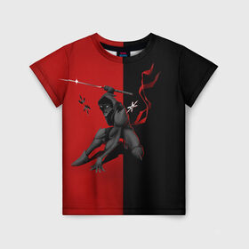 Детская футболка 3D с принтом Samurai в Екатеринбурге, 100% гипоаллергенный полиэфир | прямой крой, круглый вырез горловины, длина до линии бедер, чуть спущенное плечо, ткань немного тянется | dark | боец | катана | ниндзя | самурай | тьма
