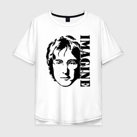 Мужская футболка хлопок Oversize с принтом Lennon Beatles Imagine в Екатеринбурге, 100% хлопок | свободный крой, круглый ворот, “спинка” длиннее передней части | imagine | the beatles | битлз | битломан | битлы | всемирный день | группа | джон | известный | леннон | ленон | логотип | музыка | музыкант | очки | популярный | портрет | представь | рок группа | старр | топ | хит