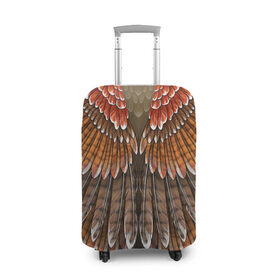 Чехол для чемодана 3D с принтом оперение орел в Екатеринбурге, 86% полиэфир, 14% спандекс | двустороннее нанесение принта, прорези для ручек и колес | друид | индеец | коричневый | красный | оперение | оранжевый | орёл | пернатый | перо | перья | природа | птица | сова | сон