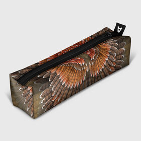Пенал 3D с принтом оперение орел в Екатеринбурге, 100% полиэстер | плотная ткань, застежка на молнии | друид | индеец | коричневый | красный | оперение | оранжевый | орёл | пернатый | перо | перья | природа | птица | сова | сон
