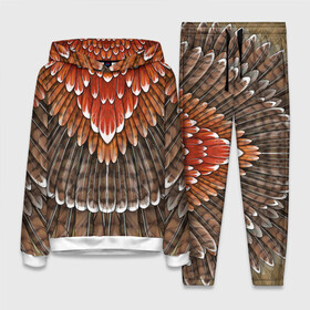Женский костюм 3D (с толстовкой) с принтом оперение:  орел (2) в Екатеринбурге,  |  | feathers | plumage | бурый | друид | индеец | коричневый | оперение | оранжевый | орёл | пернатый | перо | перья | природа | птица | рыжий | сова | сон | ястреб