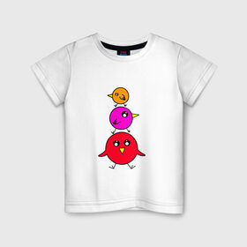 Детская футболка хлопок с принтом Птички в Екатеринбурге, 100% хлопок | круглый вырез горловины, полуприлегающий силуэт, длина до линии бедер | воробьи | деверь | животные | звери | попугаи | птицы | птички