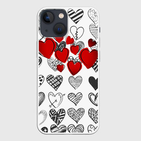 Чехол для iPhone 13 mini с принтом Сердца в Екатеринбурге,  |  | 14 февраля | hearts background | валентинов день | влюбленным | девушке | день святого валентина | жене | кардиологу | любимой | любимому | люблю | любовь | мужу | парню | сердца графика | сердца фон