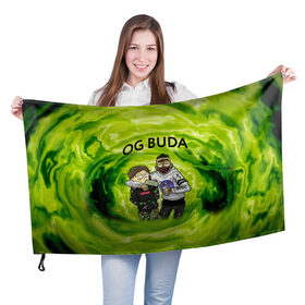 Флаг 3D с принтом Репер - OG Buda в Екатеринбурге, 100% полиэстер | плотность ткани — 95 г/м2, размер — 67 х 109 см. Принт наносится с одной стороны | lil melon | og buda | seemee. | оджи буда | репер | рэп исполнитель | федук