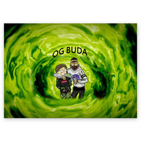 Поздравительная открытка с принтом Репер - OG Buda в Екатеринбурге, 100% бумага | плотность бумаги 280 г/м2, матовая, на обратной стороне линовка и место для марки
 | lil melon | og buda | seemee. | оджи буда | репер | рэп исполнитель | федук