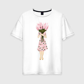 Женская футболка хлопок Oversize с принтом Я стесняюсь в Екатеринбурге, 100% хлопок | свободный крой, круглый ворот, спущенный рукав, длина до линии бедер
 | 8 марта | dreams | всемирный женский день | цветы