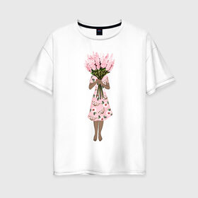 Женская футболка хлопок Oversize с принтом Я стесняюсь в Екатеринбурге, 100% хлопок | свободный крой, круглый ворот, спущенный рукав, длина до линии бедер
 | 8 марта | dreams | всемирный женский день | цветы