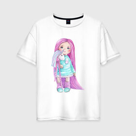 Женская футболка хлопок Oversize с принтом Маленькая девочка в Екатеринбурге, 100% хлопок | свободный крой, круглый ворот, спущенный рукав, длина до линии бедер
 | 8 марта | dreams | всемирный женский день | цветы