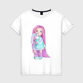 Женская футболка хлопок с принтом Маленькая девочка в Екатеринбурге, 100% хлопок | прямой крой, круглый вырез горловины, длина до линии бедер, слегка спущенное плечо | 8 марта | dreams | всемирный женский день | цветы
