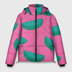 Мужская зимняя куртка 3D с принтом Арбузы на розовом в Екатеринбурге, верх — 100% полиэстер; подкладка — 100% полиэстер; утеплитель — 100% полиэстер | длина ниже бедра, свободный силуэт Оверсайз. Есть воротник-стойка, отстегивающийся капюшон и ветрозащитная планка. 

Боковые карманы с листочкой на кнопках и внутренний карман на молнии. | Тематика изображения на принте: арбуз | зеленый | летний | паттерн | подарок | простой | розовыйй | тропический | узор | фрукт