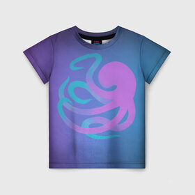 Детская футболка 3D с принтом Осьминог в Екатеринбурге, 100% гипоаллергенный полиэфир | прямой крой, круглый вырез горловины, длина до линии бедер, чуть спущенное плечо, ткань немного тянется | Тематика изображения на принте: octopus | tentacles | морское животное | осьминог | тентакли | щупальца