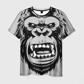 Мужская футболка 3D с принтом animal crunch в Екатеринбурге, 100% полиэфир | прямой крой, круглый вырез горловины, длина до линии бедер | angry | animal | power | горилла | животное | злой | спорт