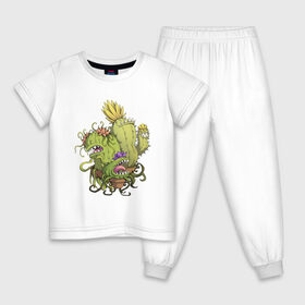 Детская пижама хлопок с принтом Кактусы в Екатеринбурге, 100% хлопок |  брюки и футболка прямого кроя, без карманов, на брюках мягкая резинка на поясе и по низу штанин
 | Тематика изображения на принте: cactus | зубы | кактус | растения
