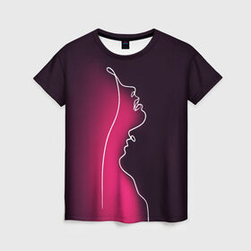 Женская футболка 3D с принтом Love в Екатеринбурге, 100% полиэфир ( синтетическое хлопкоподобное полотно) | прямой крой, круглый вырез горловины, длина до линии бедер | 14 февряля | amor | kiss | love | love you | my love | valentine | валентин | люблю | любовь | отношения | пара | поцелуй | я люблю