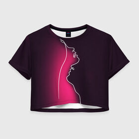 Женская футболка Crop-top 3D с принтом Love в Екатеринбурге, 100% полиэстер | круглая горловина, длина футболки до линии талии, рукава с отворотами | 14 февряля | amor | kiss | love | love you | my love | valentine | валентин | люблю | любовь | отношения | пара | поцелуй | я люблю