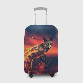 Чехол для чемодана 3D с принтом Огненная лиса в Екатеринбурге, 86% полиэфир, 14% спандекс | двустороннее нанесение принта, прорези для ручек и колес | fox | foxy | животное | звери | лиса | лисенок | лисичка | милая | рыжая | фокс
