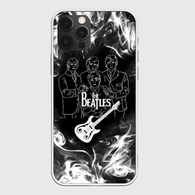 Чехол для iPhone 12 Pro с принтом The Beatles в Екатеринбурге, силикон | область печати: задняя сторона чехла, без боковых панелей | beatles | music | retro | rock | битлз | гитара | джон леннон | джордж харрисон | дым | логотипы групп | музыка | песни | пол маккартини | ретро | ринго старр | рок группа | рокерские | старый рок | черно белый