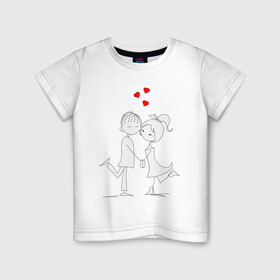 Детская футболка хлопок с принтом Вечерние прогулки в Екатеринбурге, 100% хлопок | круглый вырез горловины, полуприлегающий силуэт, длина до линии бедер | люблю | парные | сердце | шары воздушные