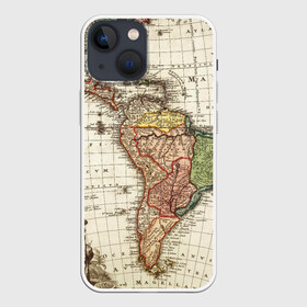 Чехол для iPhone 13 mini с принтом ВИНТАЖНАЯ КАРТА в Екатеринбурге,  |  | america | geografic | map | tegunvteg | travel | америка | винтаж | география | долгота | карта | колумб | материк | океан | путешествия | суша | широта