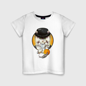 Детская футболка хлопок с принтом Кот Джентльмен  из Британии  в Екатеринбурге, 100% хлопок | круглый вырез горловины, полуприлегающий силуэт, длина до линии бедер | cat | звери | киса | киска | кисуля | кот | кот мем | коты | кошак | кошечка | кошка | мем | мышка | с кошкой