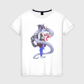 Женская футболка хлопок с принтом Горгона в Екатеринбурге, 100% хлопок | прямой крой, круглый вырез горловины, длина до линии бедер, слегка спущенное плечо | горгона | злодейка | змея | медуза