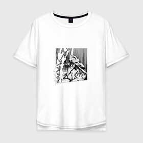 Мужская футболка хлопок Oversize с принтом Eva 01 в Екатеринбурге, 100% хлопок | свободный крой, круглый ворот, “спинка” длиннее передней части | eva 01 | evangelion | аниме | ева 01 | евангелион | манга | робот
