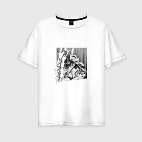 Женская футболка хлопок Oversize с принтом Eva 01 в Екатеринбурге, 100% хлопок | свободный крой, круглый ворот, спущенный рукав, длина до линии бедер
 | eva 01 | evangelion | аниме | ева 01 | евангелион | манга | робот