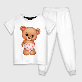 Детская пижама хлопок с принтом Мишка в Екатеринбурге, 100% хлопок |  брюки и футболка прямого кроя, без карманов, на брюках мягкая резинка на поясе и по низу штанин
 | любовь | медведь | парные